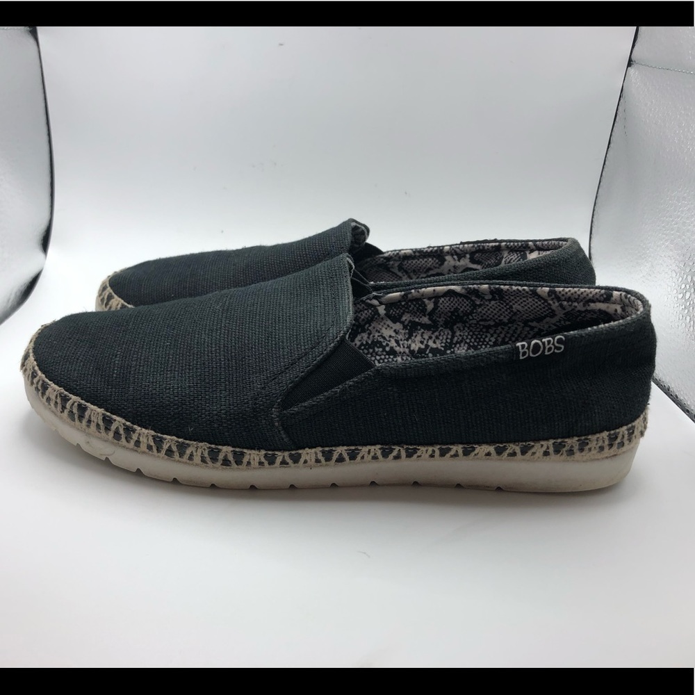 Bobs from Skechers black fabric loafers womens size 7.5